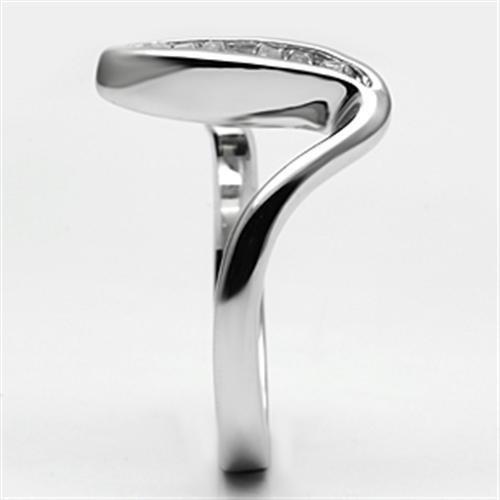 3W024 Rhodium Brass Ring featuring a clear AAA Grade CZ stone, showcasing its elegant design and shiny finish.