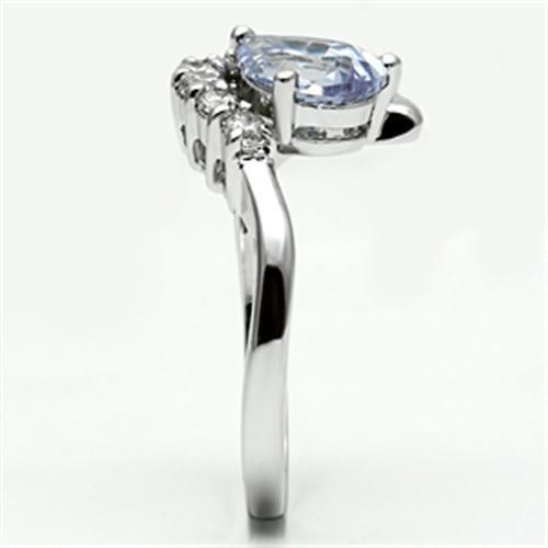 3W030 Rhodium Brass Ring featuring AAA Grade CZ in Light Amethyst, showcasing its elegant design and sparkling center stone.