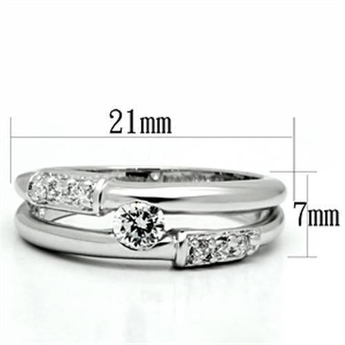 3W049 Rhodium Brass Ring featuring a clear AAA Grade CZ stone, showcasing its elegant design and shiny finish.