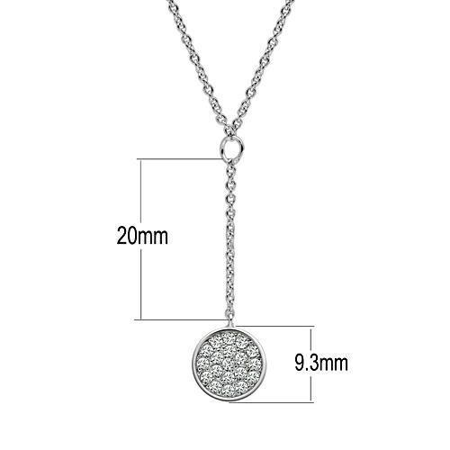 3W077 Rhodium Brass Necklace featuring a clear AAA Grade CZ stone, elegantly designed for versatile wear.