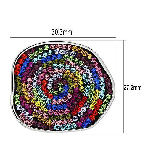 3W071 Rhodium Brass Pendant featuring vibrant multi-color top-grade crystal, elegantly designed for stylish wear.