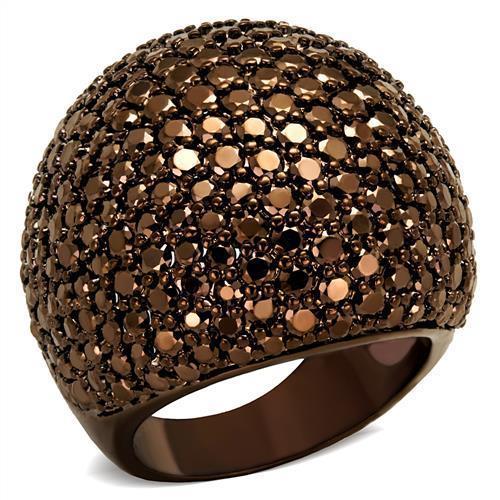 3W1101 IP Coffee light Brass Ring featuring AAA Grade CZ in Light Coffee, showcasing its elegant design and sparkling center stone.