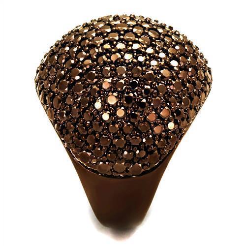 3W1101 IP Coffee light Brass Ring featuring AAA Grade CZ in Light Coffee, showcasing its elegant design and sparkling center stone.