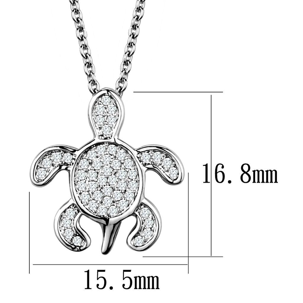 3W1025 Rhodium Brass Chain Pendant featuring a clear AAA Grade CZ stone, showcasing its elegant design and luxurious finish.
