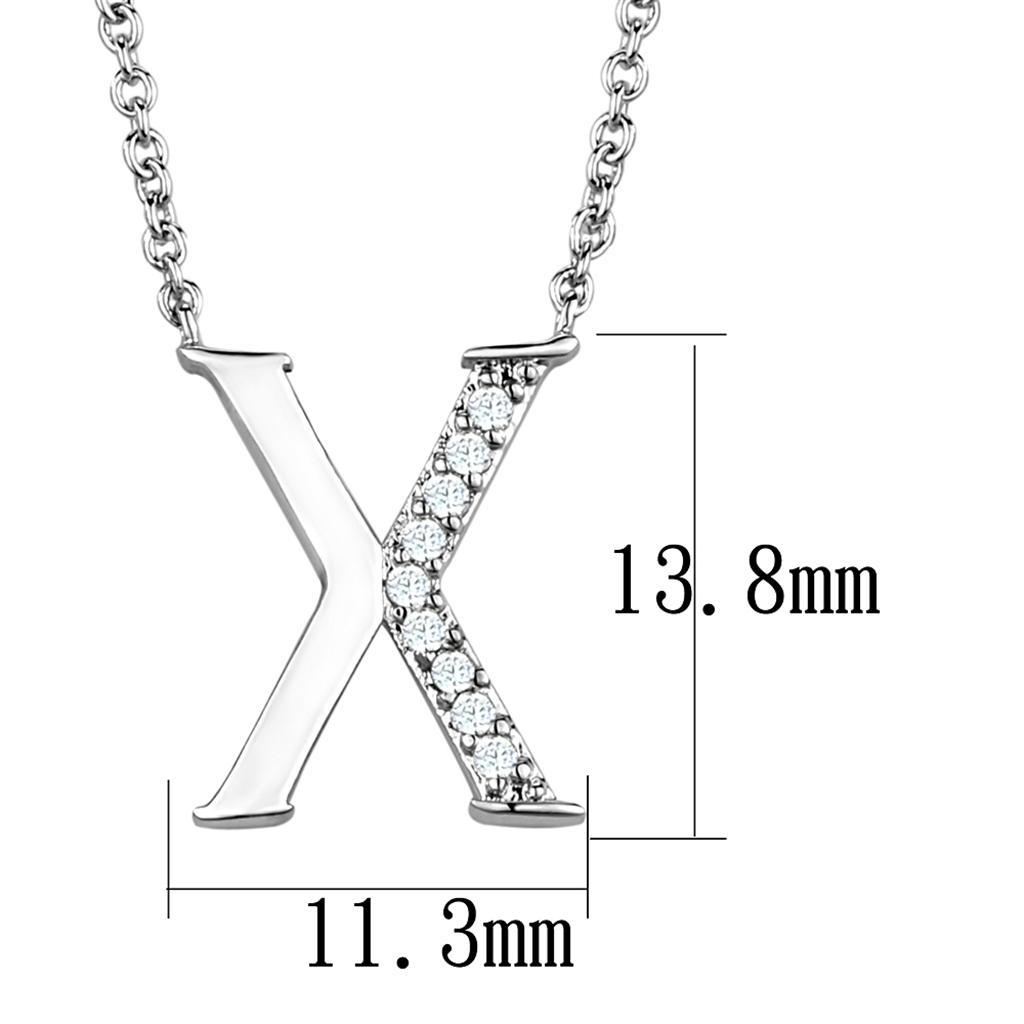 3W1030 Rhodium Brass Chain Pendant featuring a clear AAA Grade CZ stone, elegantly designed for stylish wear.