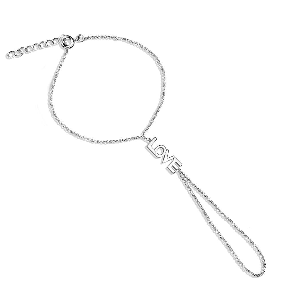 3W1042 Rhodium Brass Bracelet showcasing a sleek, minimalist design without any stones, perfect for everyday elegance.