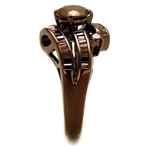 3W1106 IP Coffee light Brass Ring featuring a AAA Grade CZ center stone in Light Coffee color, showcasing elegance and craftsmanship.