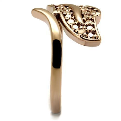 3W1200 IP Rose Gold Brass Ring featuring AAA Grade CZ stone, showcasing its elegant design and luxurious finish.