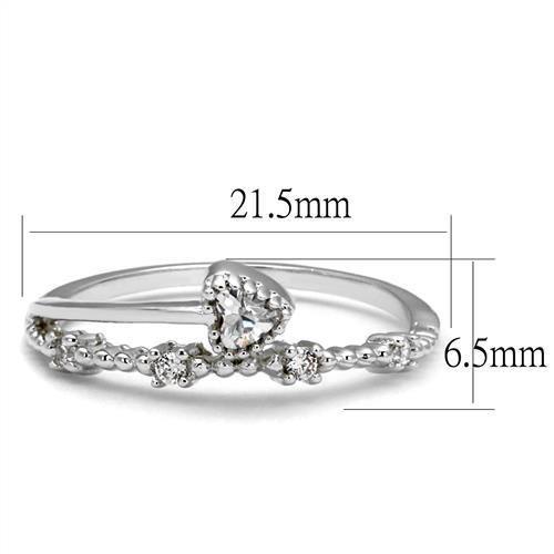 3W1223 Rhodium Brass Ring featuring a clear AAA Grade CZ stone, showcasing its elegant design and luxurious finish.
