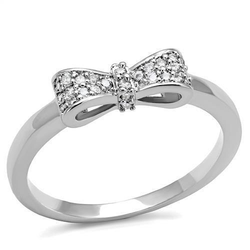 3W1235 Rhodium Brass Ring featuring a clear AAA Grade CZ stone, showcasing its elegant design and luxurious finish.