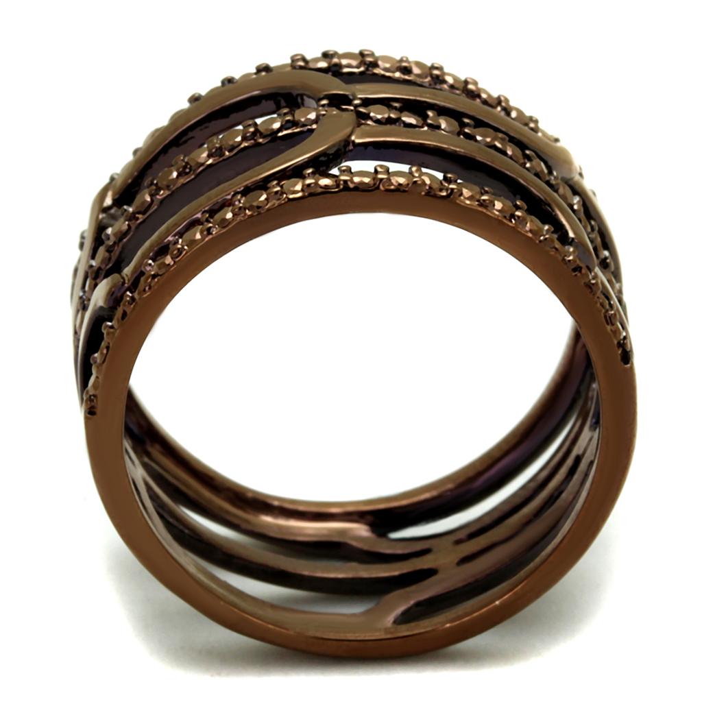 3W1126 IP Coffee light Brass Ring featuring AAA Grade CZ in Light Coffee, showcasing its elegant design and craftsmanship.