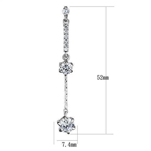 Elegant Rhodium Brass Earrings featuring AAA Grade CZ in Clear, showcasing their brilliant sparkle and lightweight design.