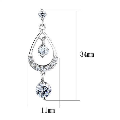 Elegant Rhodium Brass Earrings featuring AAA Grade Clear CZ stone, showcasing a sparkling design perfect for any occasion.