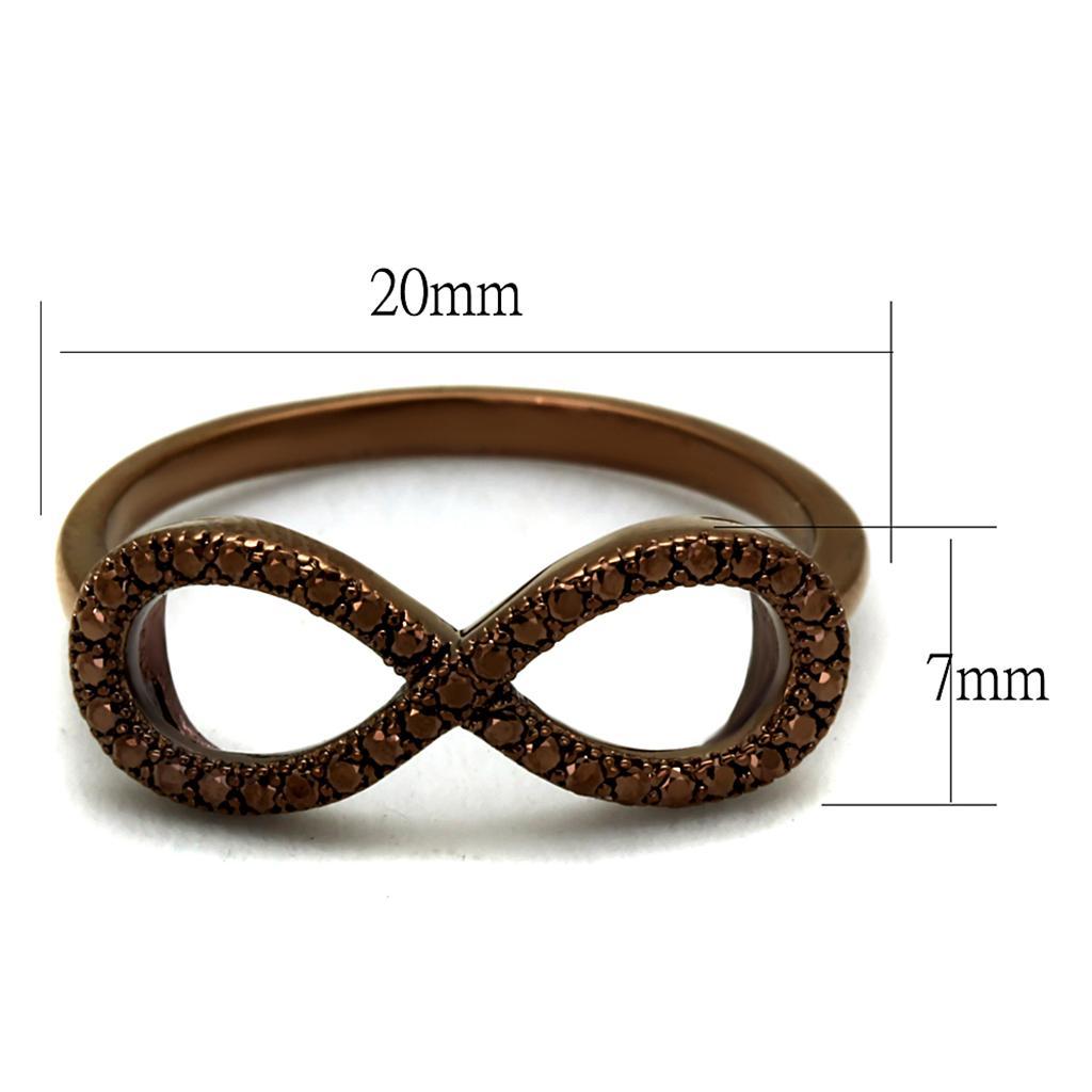 3W1129 IP Coffee light Brass Ring featuring AAA Grade CZ in Light Coffee, showcasing its elegant design and sparkling center stone.