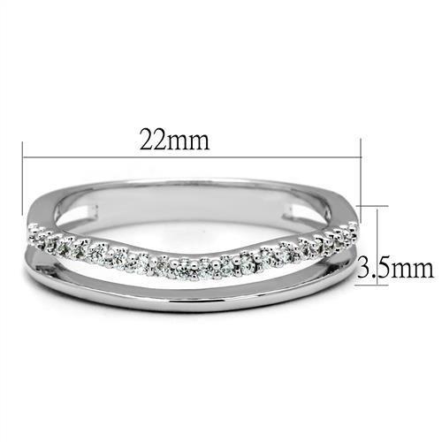 3W1229 Rhodium Brass Ring featuring a clear AAA Grade CZ center stone, showcasing its elegant design and luxurious finish.