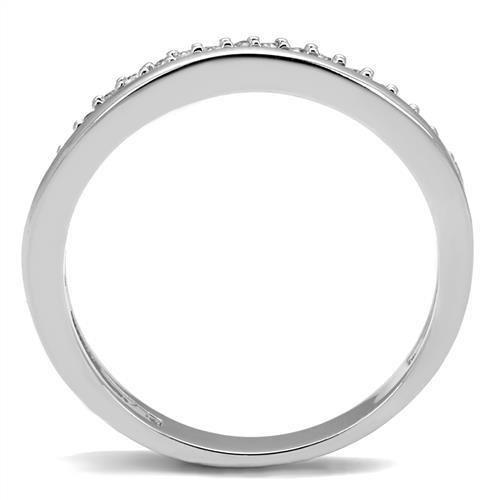 3W1229 Rhodium Brass Ring featuring a clear AAA Grade CZ center stone, showcasing its elegant design and luxurious finish.