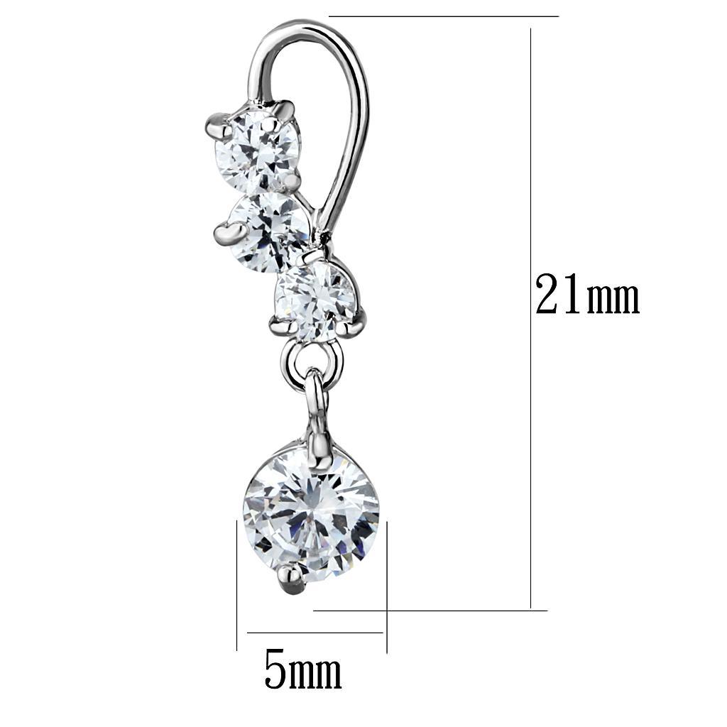 Elegant Rhodium Brass Earrings featuring AAA Grade CZ stones in clear, showcasing their stunning design and sparkle.