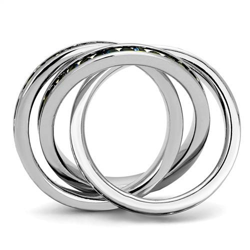 3W1334 Rhodium Brass Ring featuring a Montana synthetic glass stone, showcasing its elegant design and luxurious finish.