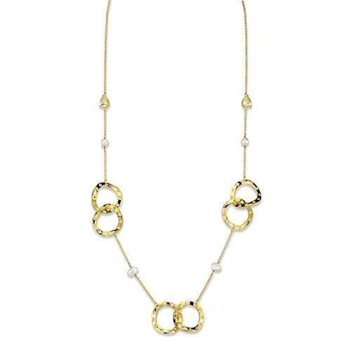 3W1335 Gold Brass Necklace featuring AAA Grade CZ in Citrine Yellow, showcasing its elegant design and vibrant color.