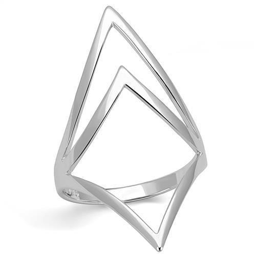 3W1382 Rhodium 925 Sterling Silver Ring with a sleek, minimalist design, showcasing its shiny rhodium finish and lightweight structure.