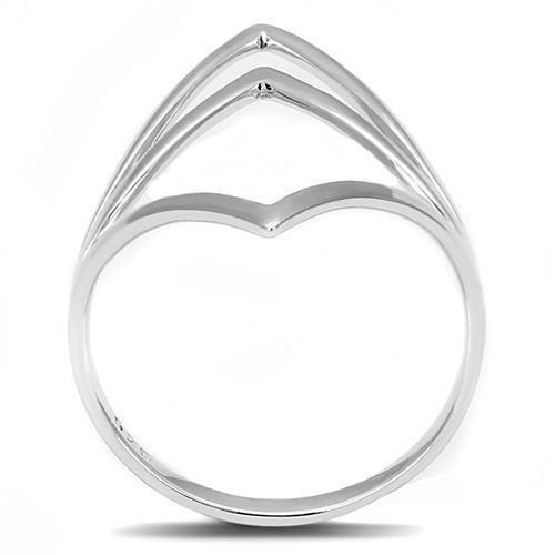 3W1382 Rhodium 925 Sterling Silver Ring with a sleek, minimalist design, showcasing its shiny rhodium finish and lightweight structure.