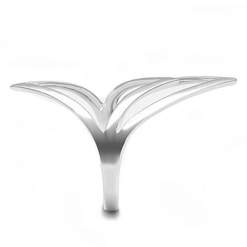 3W1382 Rhodium 925 Sterling Silver Ring with a sleek, minimalist design, showcasing its shiny rhodium finish and lightweight structure.