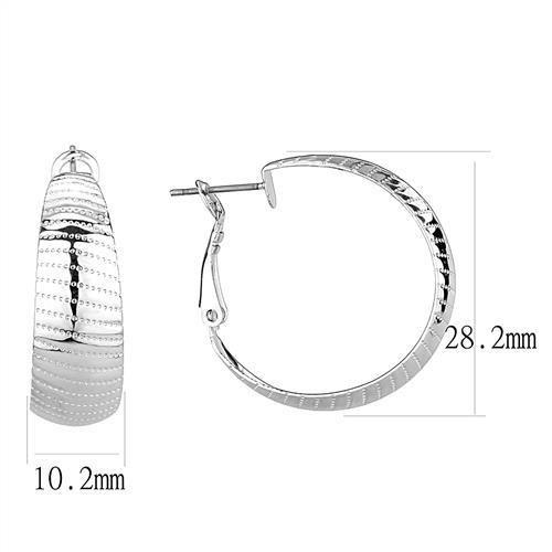 Elegant 3W1399 Rhodium Brass Earrings with a minimalist design, showcasing a shiny finish and lightweight construction.