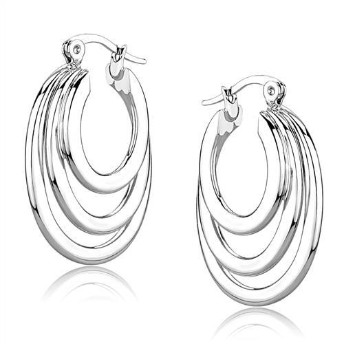 Elegant 3W1394 Rhodium Brass Earrings with a minimalist design, showcasing a shiny finish and lightweight construction.