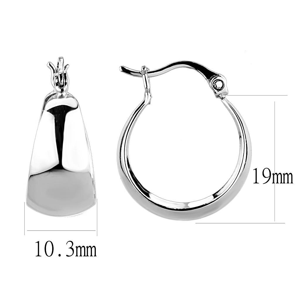 Elegant 3W1402 Rhodium Brass Earrings with a minimalist design, showcasing a shiny finish and lightweight structure.