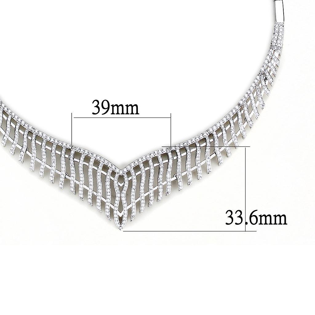 3W1412 Rhodium Brass Jewelry Set featuring AAA Grade Clear CZ stones, showcasing elegant design and luxurious finish.