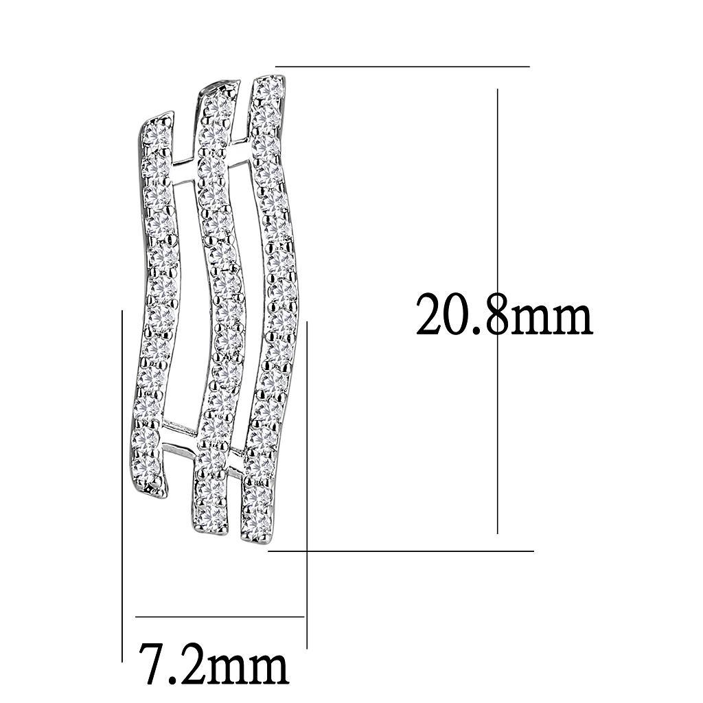 3W1412 Rhodium Brass Jewelry Set featuring AAA Grade Clear CZ stones, showcasing elegant design and luxurious finish.