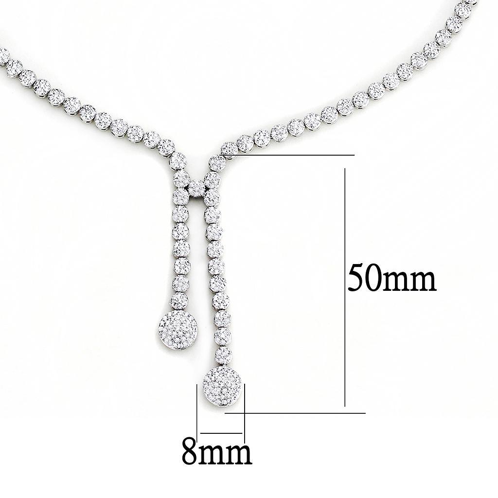 3W1428 Rhodium Brass Jewelry Set featuring AAA Grade Clear CZ stones, elegantly designed for special occasions.