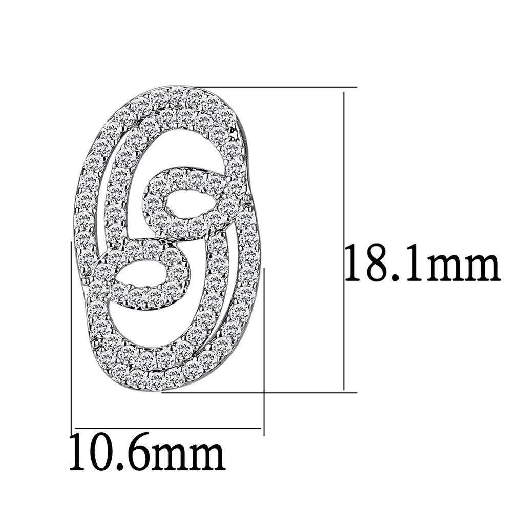 3W1433 Rhodium Brass Jewelry Set featuring AAA Grade CZ in Clear, showcasing its elegant design and sparkling center stone.