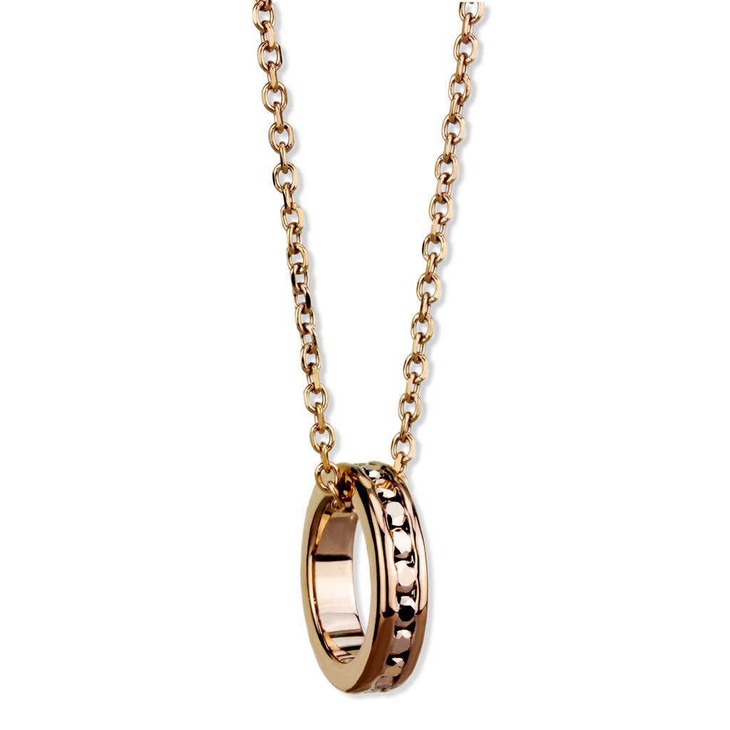 3W1145 IP Rose Gold Brass Chain Pendant featuring a top-grade metallic light gold crystal centerpiece, elegantly designed for versatile wear.