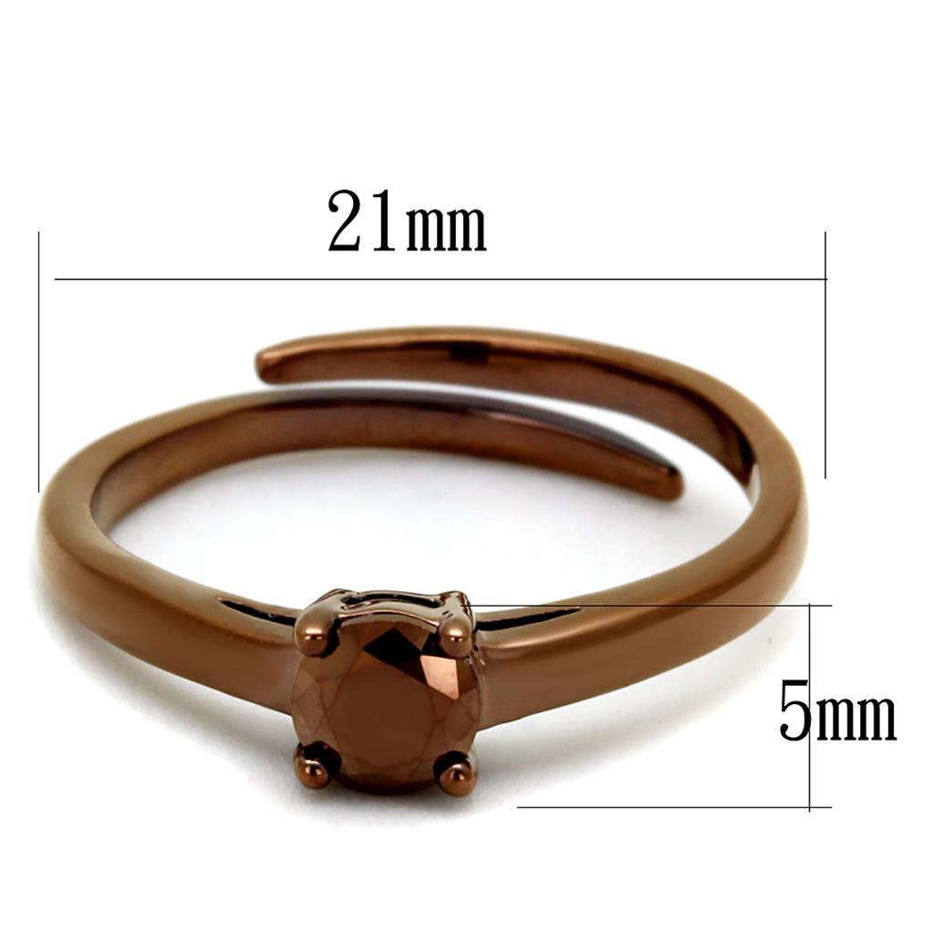 3W1147 IP Coffee light Brass Ring featuring a 5mm AAA Grade CZ stone in Light Coffee color, showcasing its elegant design and finish.