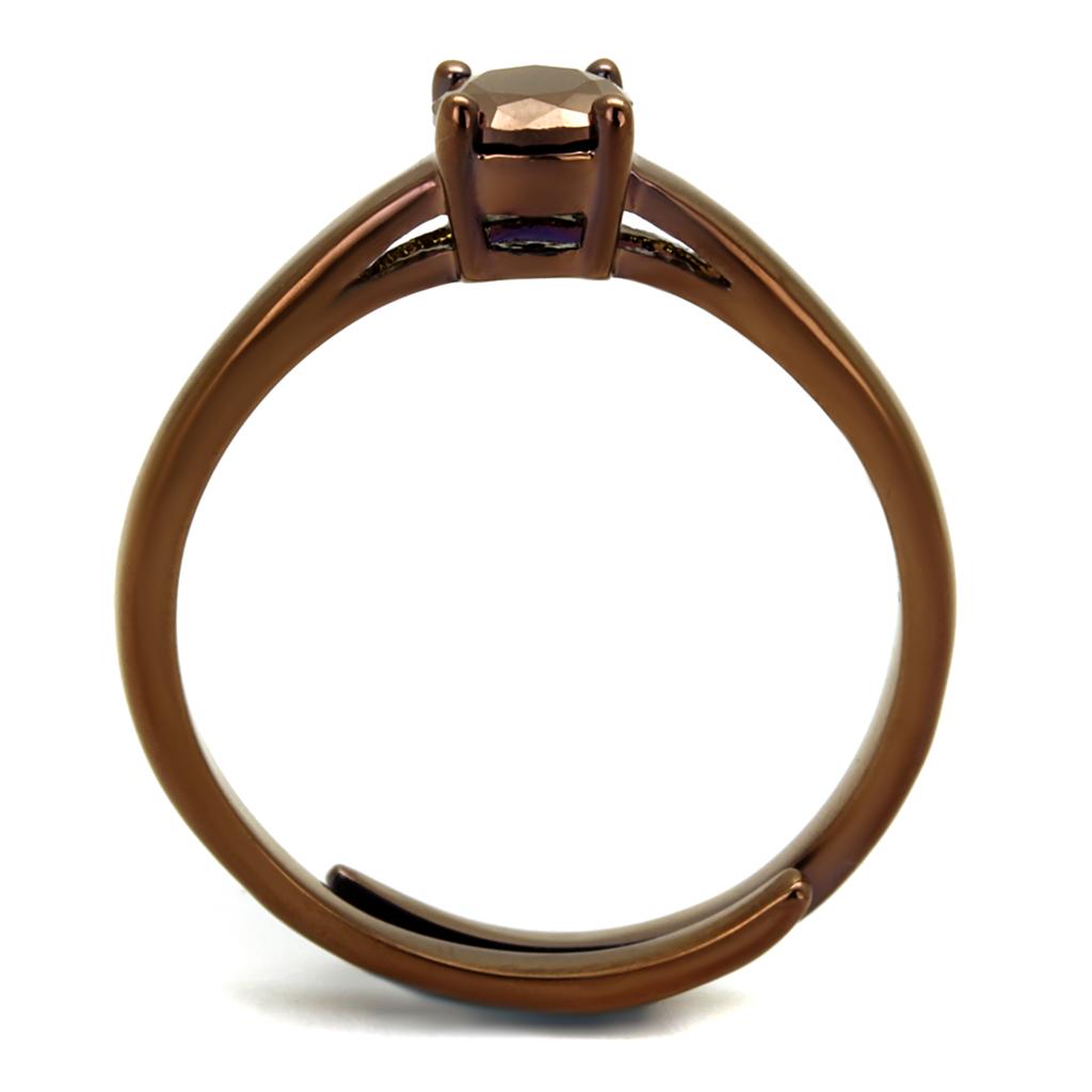 3W1147 IP Coffee light Brass Ring featuring a 5mm AAA Grade CZ stone in Light Coffee color, showcasing its elegant design and finish.