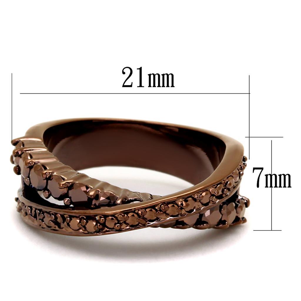 3W1155 IP Coffee light Brass Ring featuring AAA Grade CZ in Light Coffee, showcasing its elegant design and sparkling center stone.