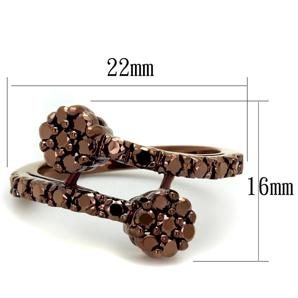 3W1158 IP Coffee light Brass Ring featuring AAA Grade CZ in Light Coffee color, showcasing its elegant design and quality craftsmanship.