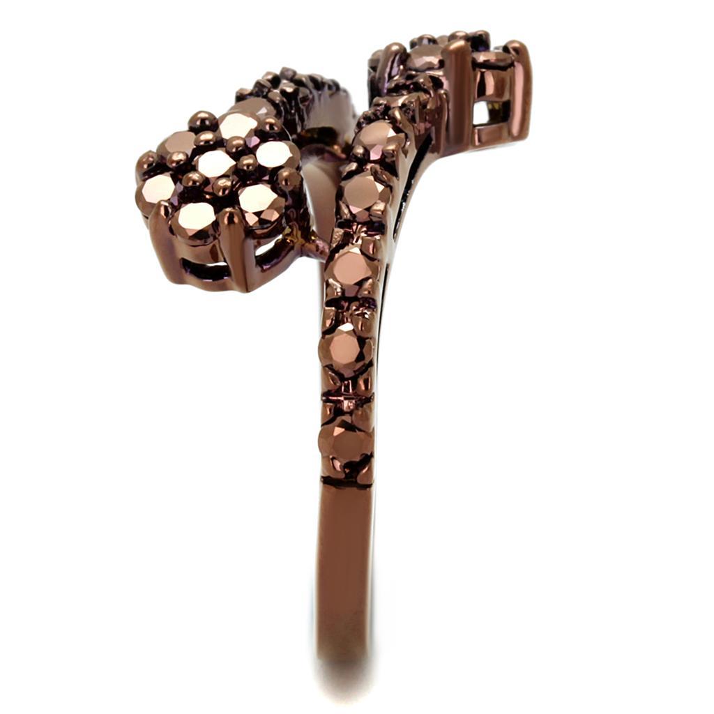 3W1158 IP Coffee light Brass Ring featuring AAA Grade CZ in Light Coffee color, showcasing its elegant design and quality craftsmanship.