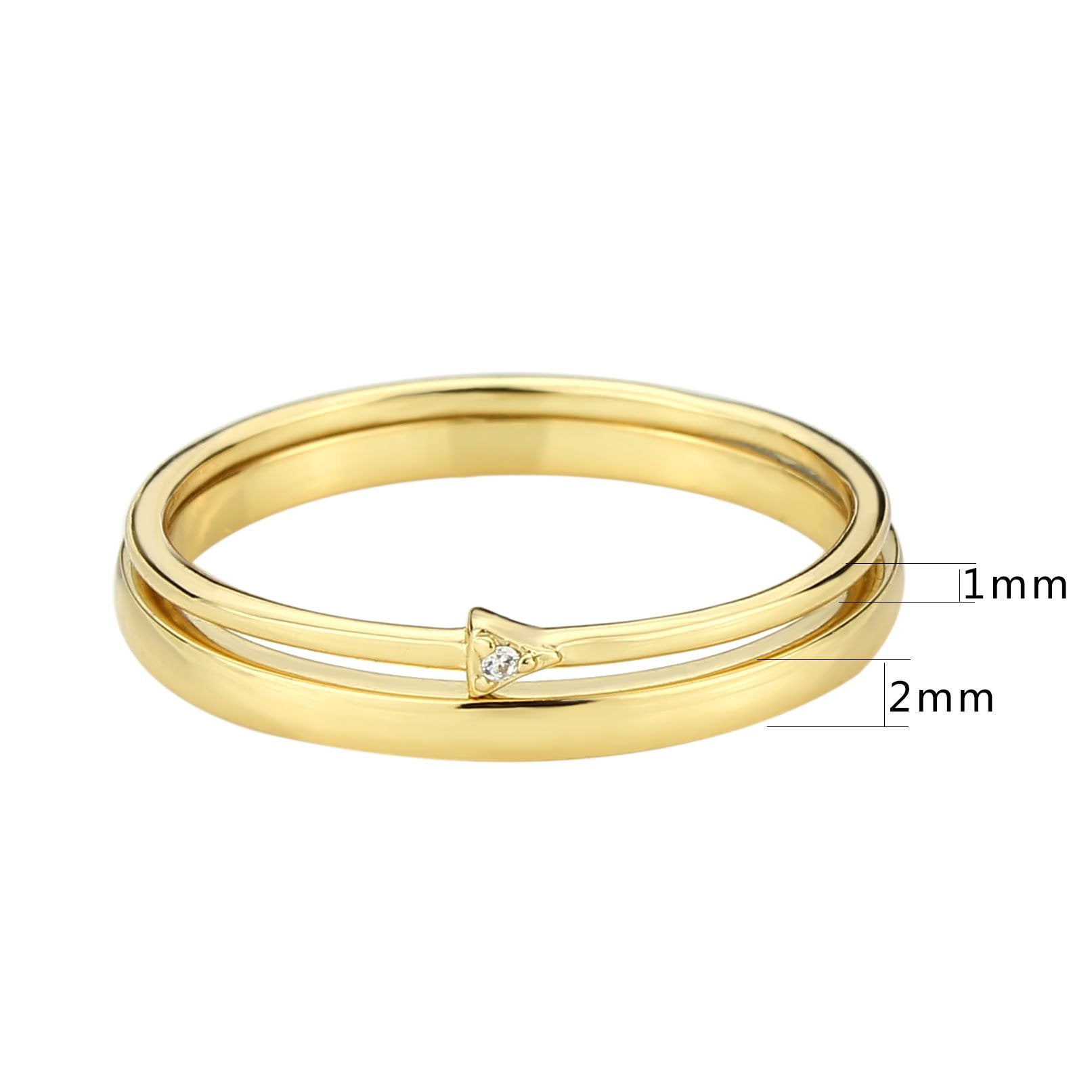3W1624 Flash Gold Brass Ring featuring AAA Grade Clear CZ stone, showcasing its elegant design and luxurious finish.
