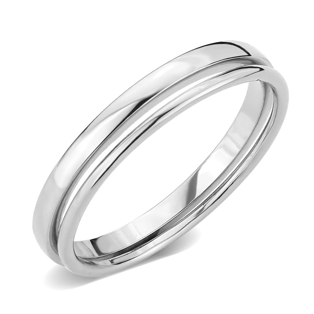 3W1625 Rhodium Brass Ring with a sleek, minimalist design, featuring a shiny rhodium finish and no center stone, perfect for elegant styling.