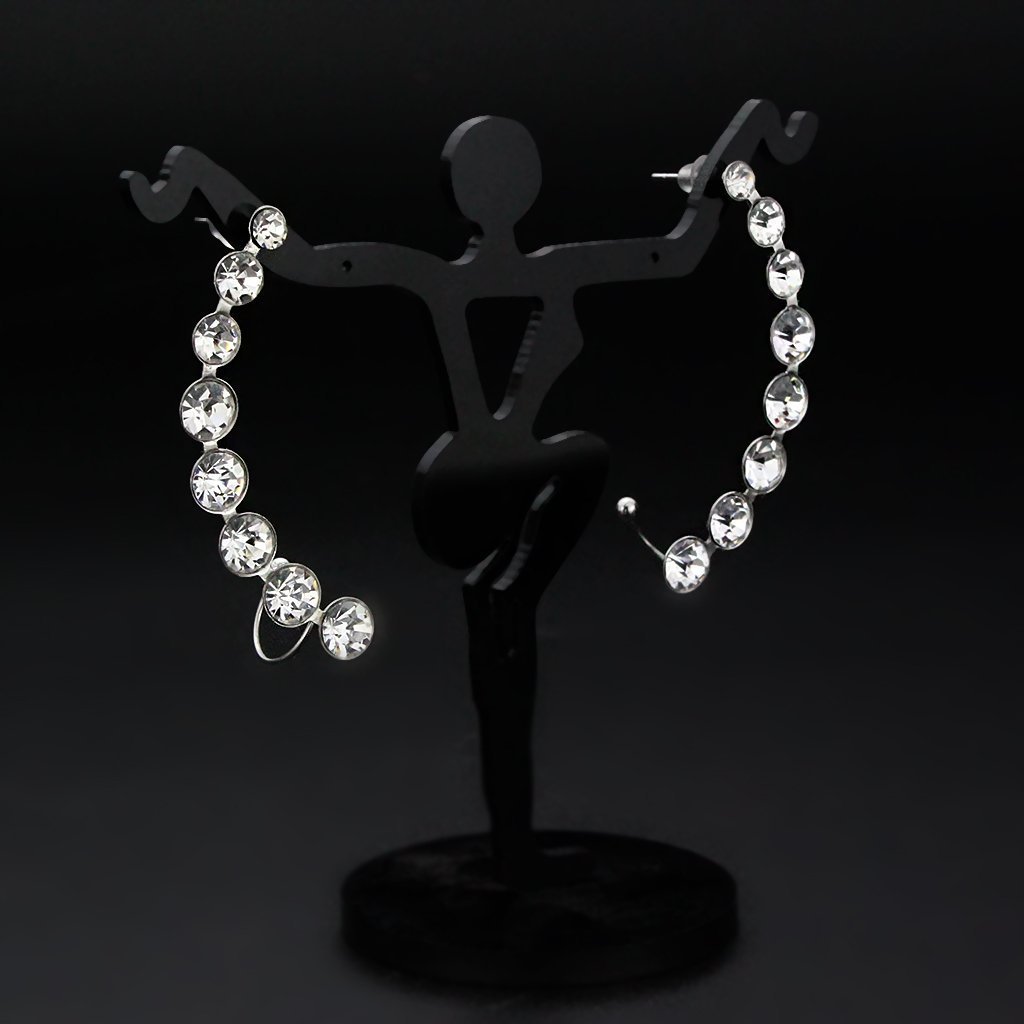 High polished stainless steel earring featuring a clear top grade crystal, showcasing a sleek and elegant design.