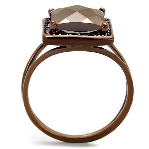 3W1165 IP Coffee light Brass Ring featuring AAA Grade CZ in Light Coffee color, showcasing its elegant design and craftsmanship.