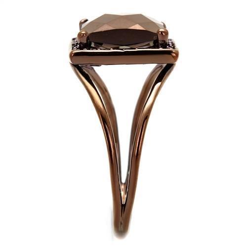 3W1165 IP Coffee light Brass Ring featuring AAA Grade CZ in Light Coffee color, showcasing its elegant design and craftsmanship.