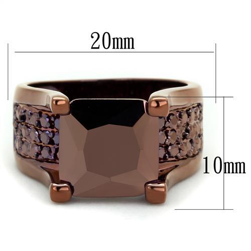 3W1169 IP Coffee light Brass Ring featuring a AAA Grade CZ stone in Light Coffee color, showcasing its elegant design and craftsmanship.