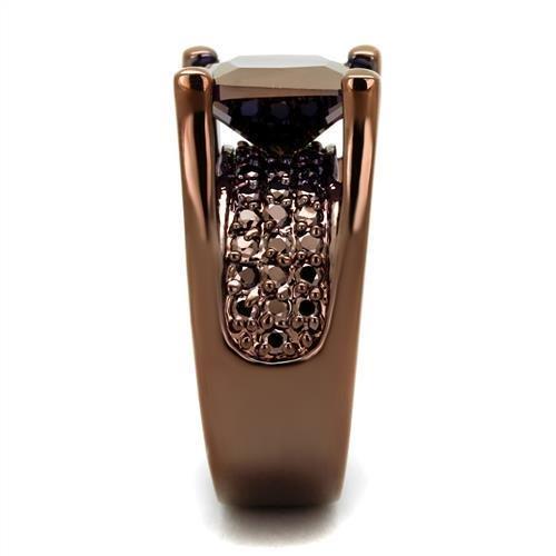 3W1169 IP Coffee light Brass Ring featuring a AAA Grade CZ stone in Light Coffee color, showcasing its elegant design and craftsmanship.