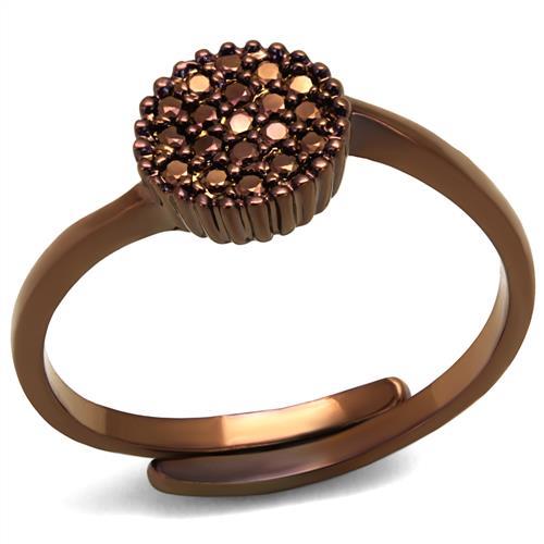 3W1177 IP Coffee light Brass Ring featuring AAA Grade CZ in Light Coffee, showcasing its elegant design and unique color.