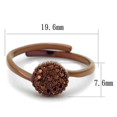 3W1177 IP Coffee light Brass Ring featuring AAA Grade CZ in Light Coffee, showcasing its elegant design and unique color.