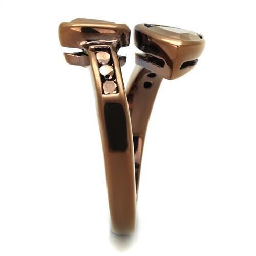 3W1172 IP Coffee light Brass Ring featuring AAA Grade CZ in Light Coffee color, showcasing its elegant design and sparkling center stone.