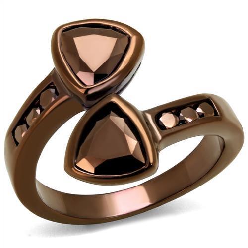 3W1172 IP Coffee light Brass Ring featuring AAA Grade CZ stone in light coffee color, showcasing elegant design and quality craftsmanship.